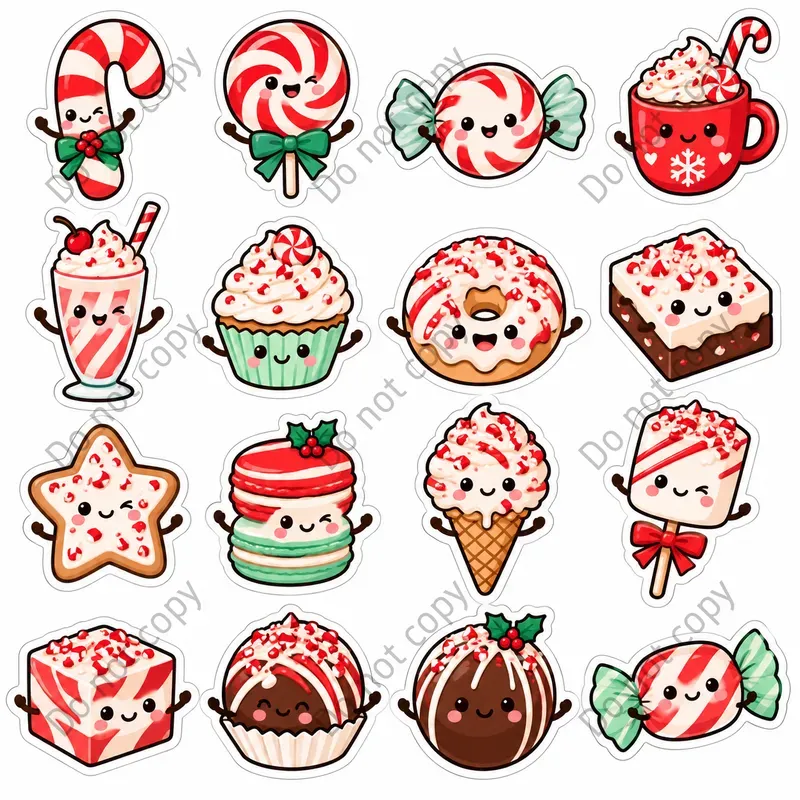 Cute Christmas Treat Character Stickers