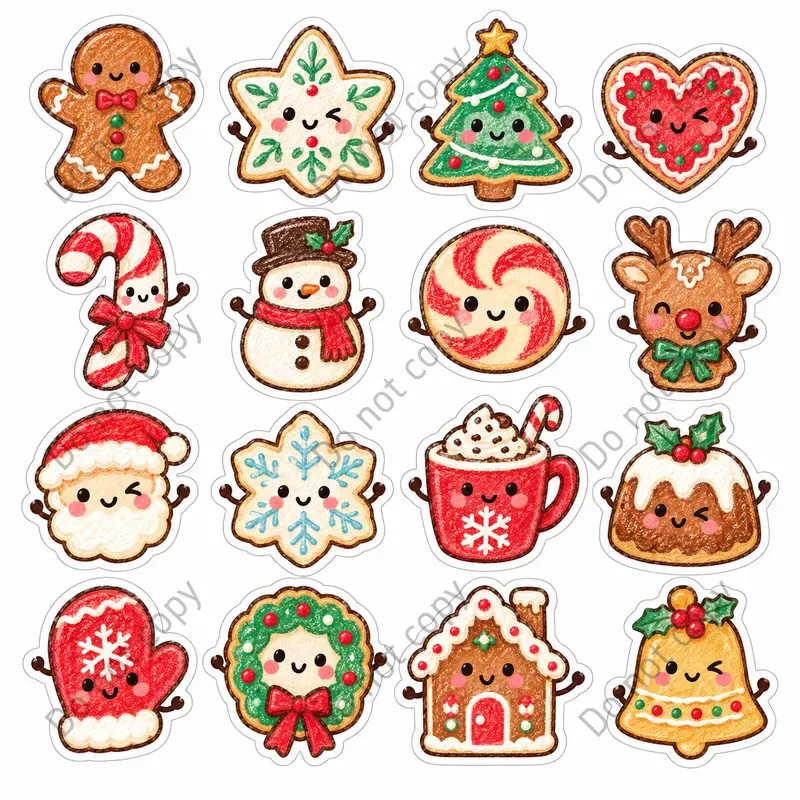 Cute Christmas Treat Character Stickers
