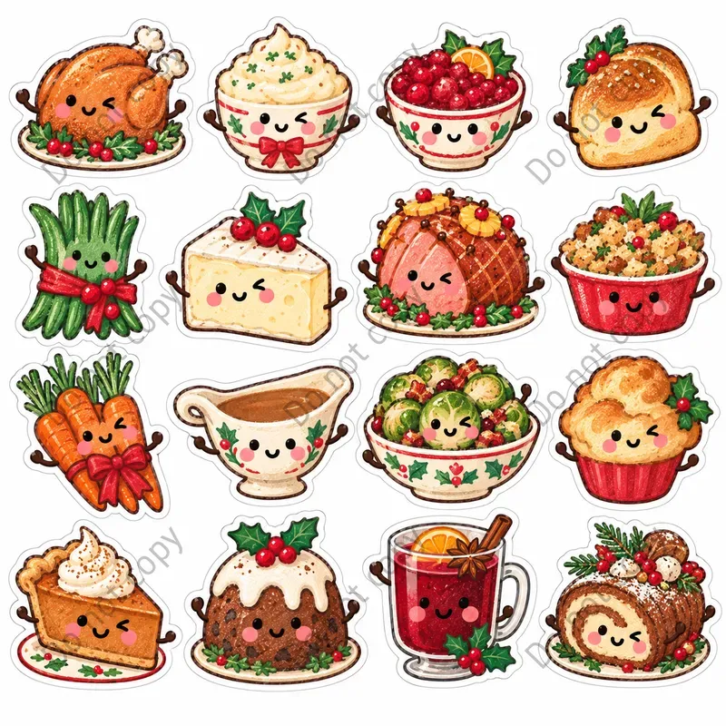 Cute Christmas Treat Character Stickers