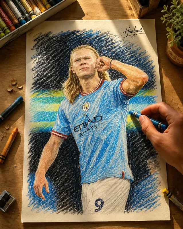 Colorful Crayon Drawings On Artist Desks