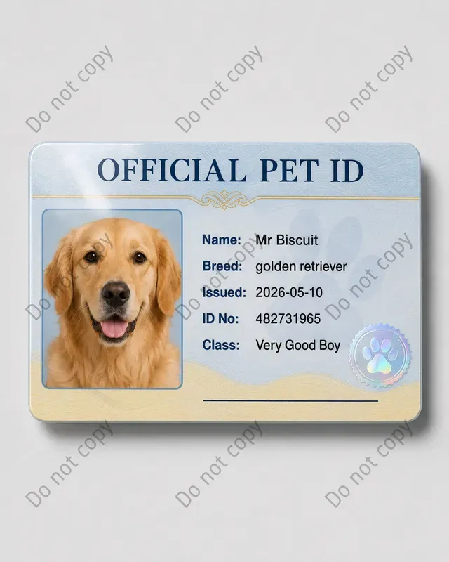 Funny Pet Id License Cards