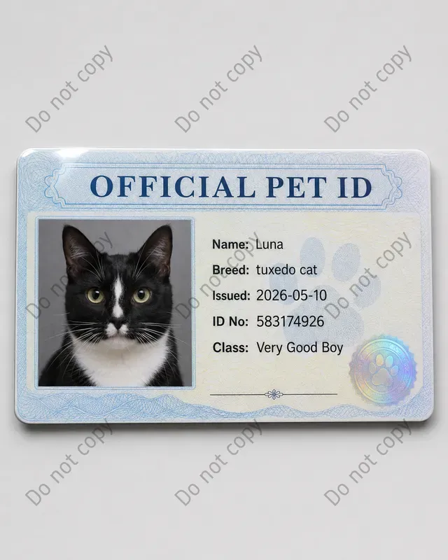 Funny Pet Id License Cards