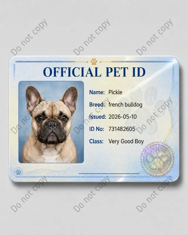 Funny Pet Id License Cards
