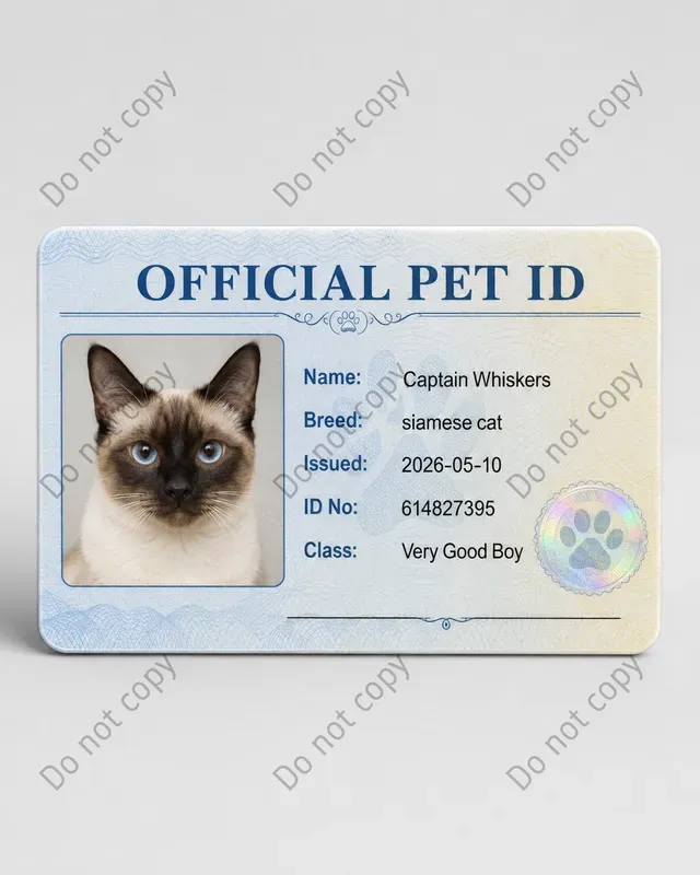 Funny Pet Id License Cards