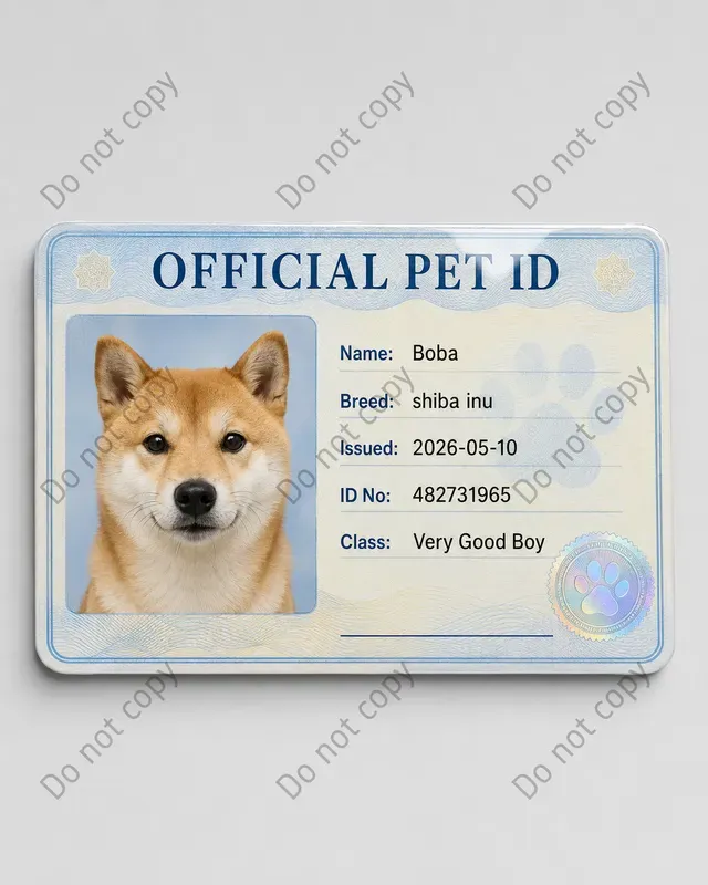 Funny Pet Id License Cards