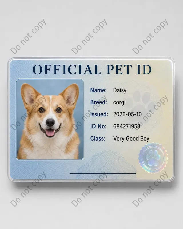 Funny Pet Id License Cards