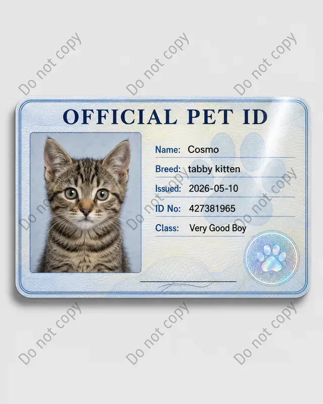 Funny Pet Id License Cards