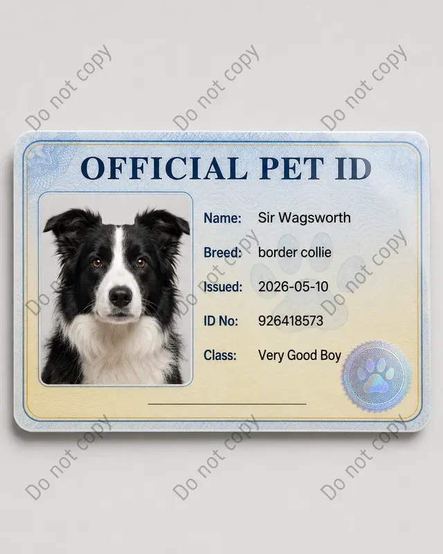 Funny Pet Id License Cards