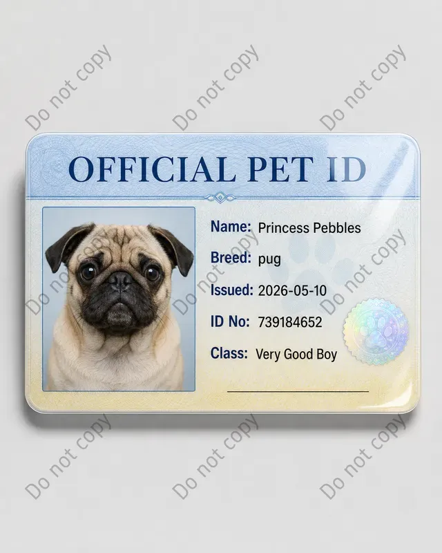 Funny Pet Id License Cards