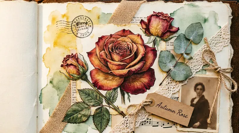 Vintage Collage Botanical Journal Spreads