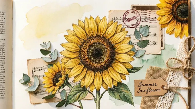 Vintage Collage Botanical Journal Spreads