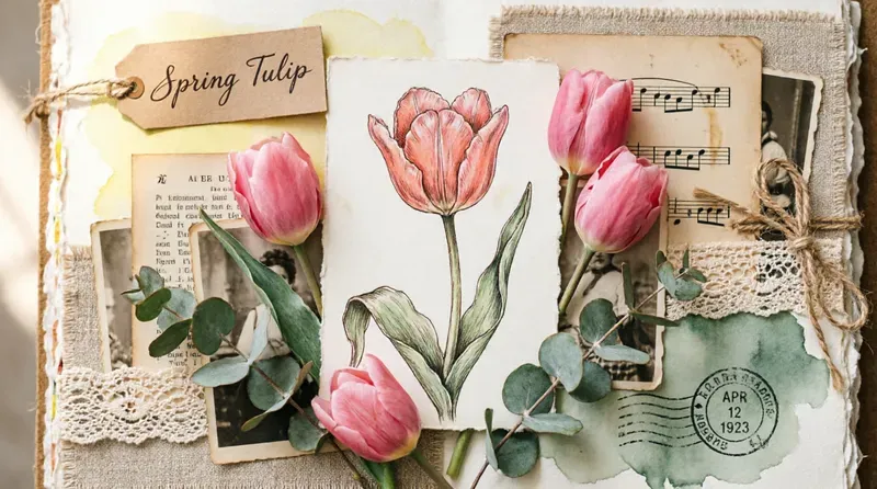Vintage Collage Botanical Journal Spreads