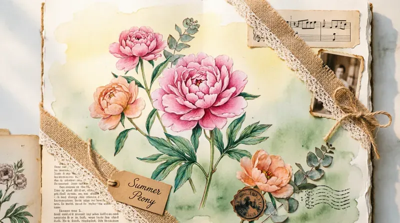 Vintage Collage Botanical Journal Spreads