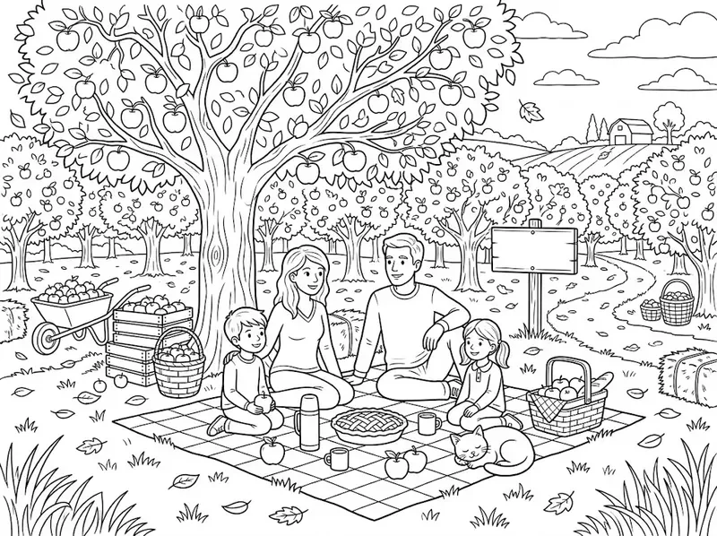 Autumn Apple Orchard Coloring Pages