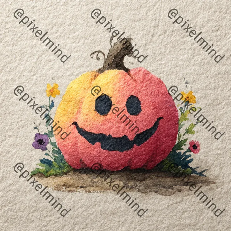 Watercolor Halloween Icon Print Art Packs