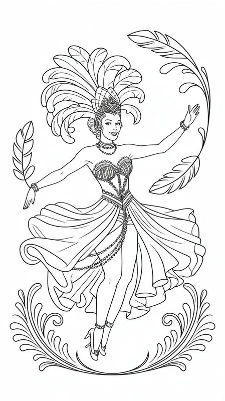 Art Deco Mardi Gras Dancer Coloring Pages