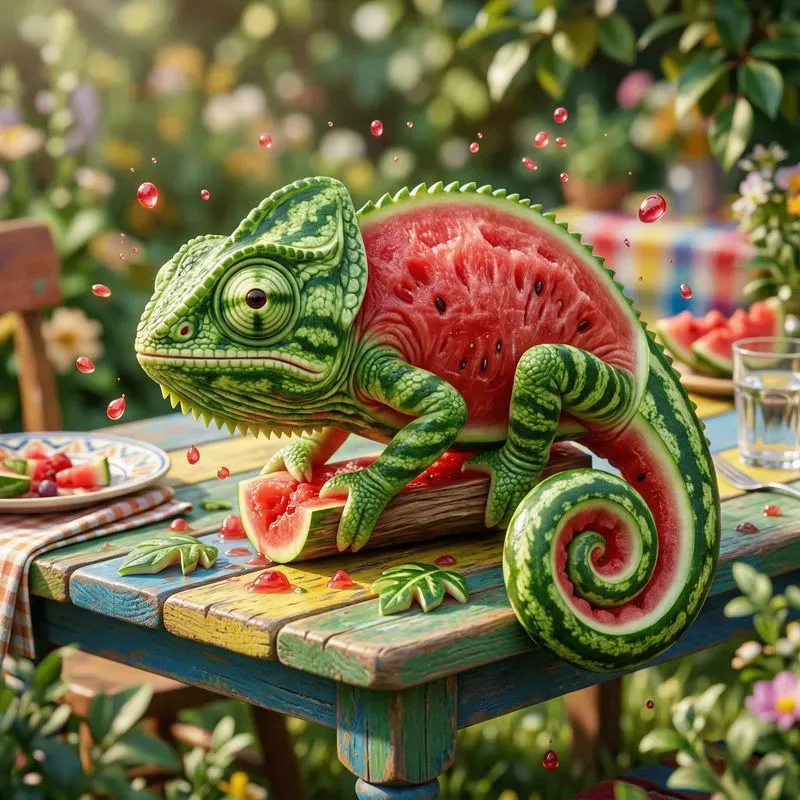 Fruit Art Watermelon Animal Figurines