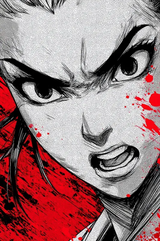 Inked Manga Action Closeups