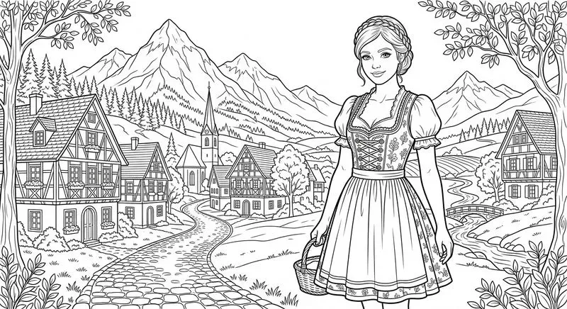 Traditional Dresses In Elegant Line Art