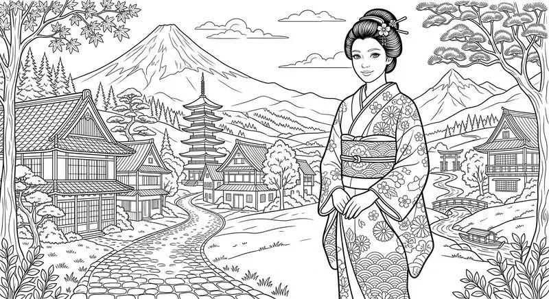 Traditional Dresses In Elegant Line Art