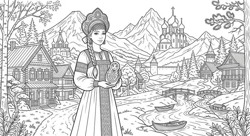 Traditional Dresses In Elegant Line Art