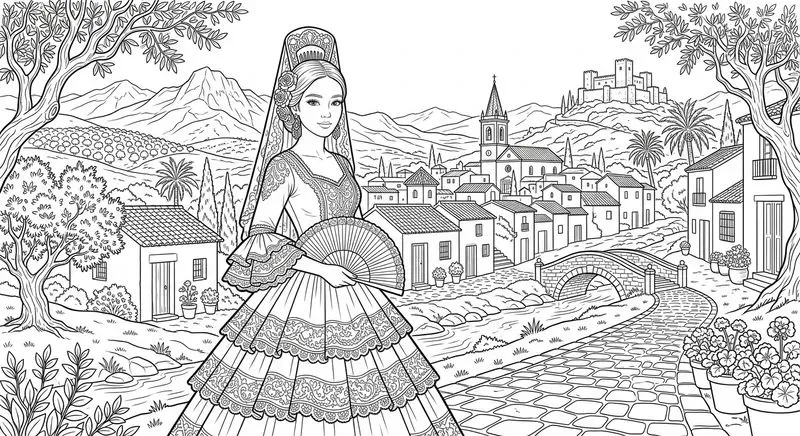 Traditional Dresses In Elegant Line Art