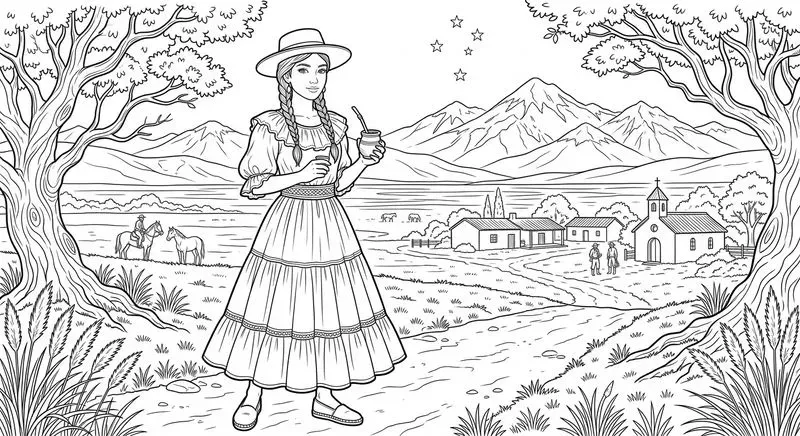 Traditional Dresses In Elegant Line Art