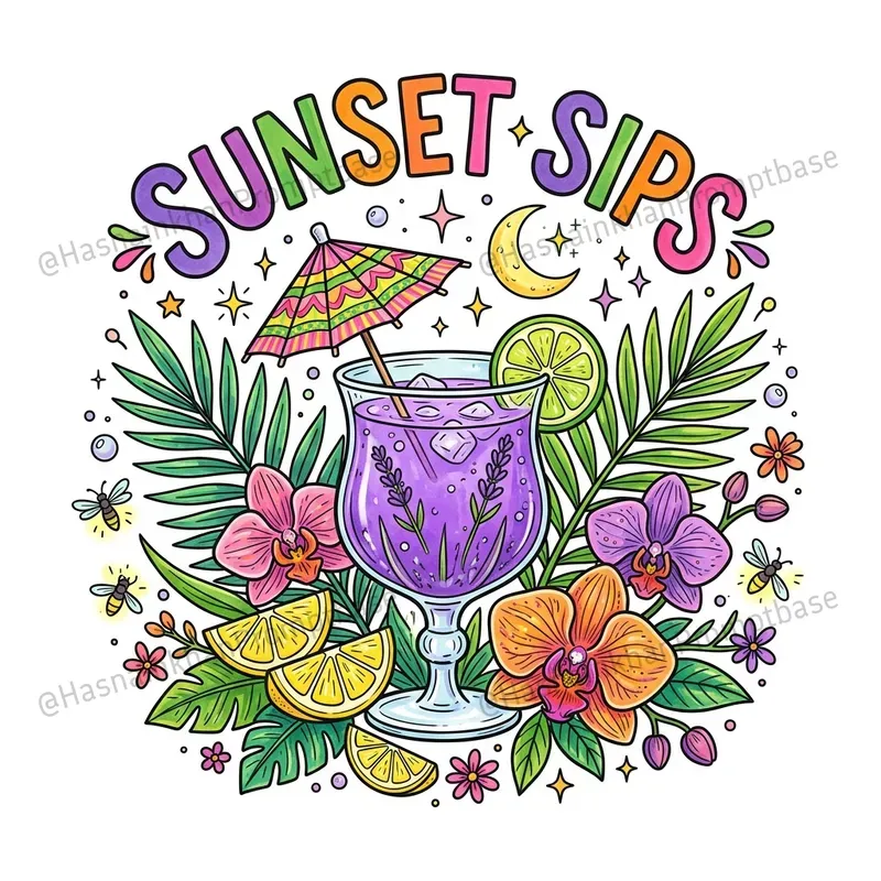 Tropical Cocktail Typography Tshirts