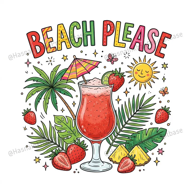 Tropical Cocktail Typography Tshirts