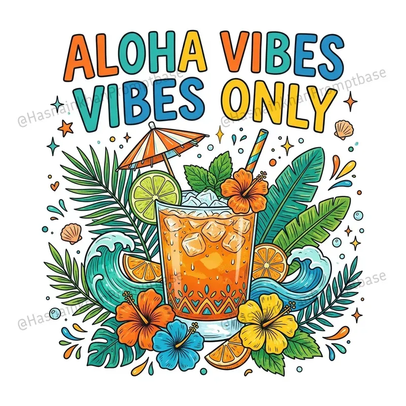 Tropical Cocktail Typography Tshirts