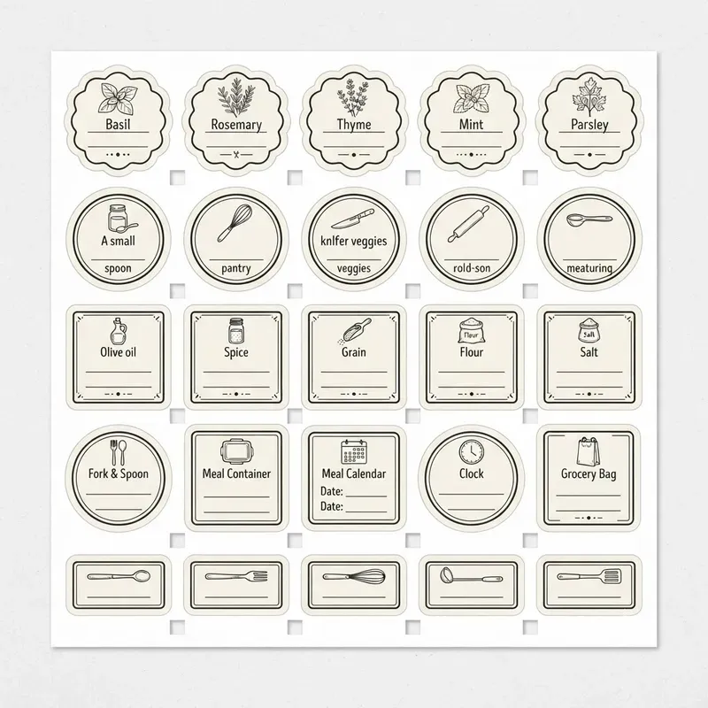 Recipe Label Sticker Sheet Systems