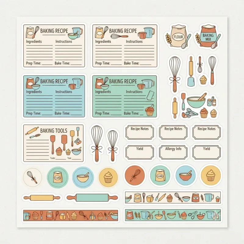 Recipe Label Sticker Sheet Systems