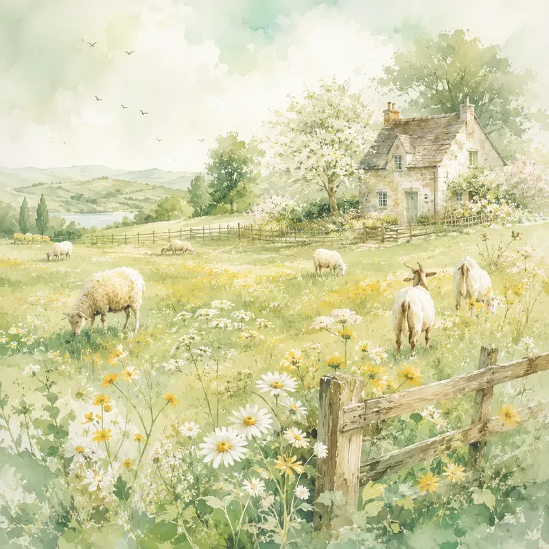 Botanical Breeze Watercolor Scenes