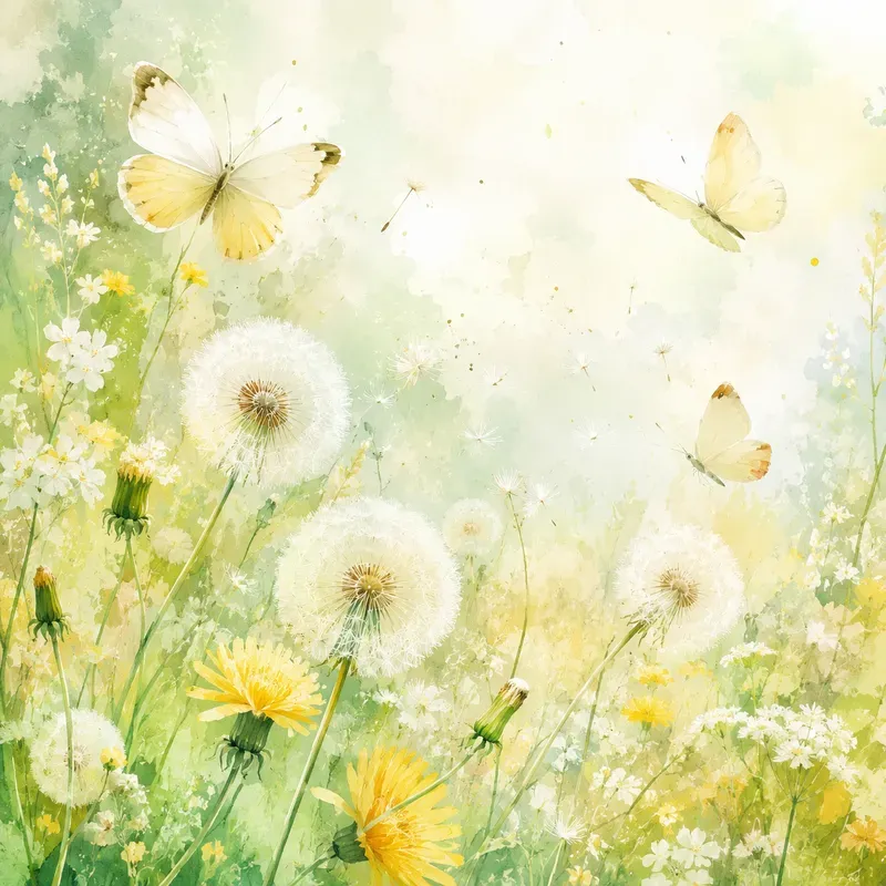 Botanical Breeze Watercolor Scenes