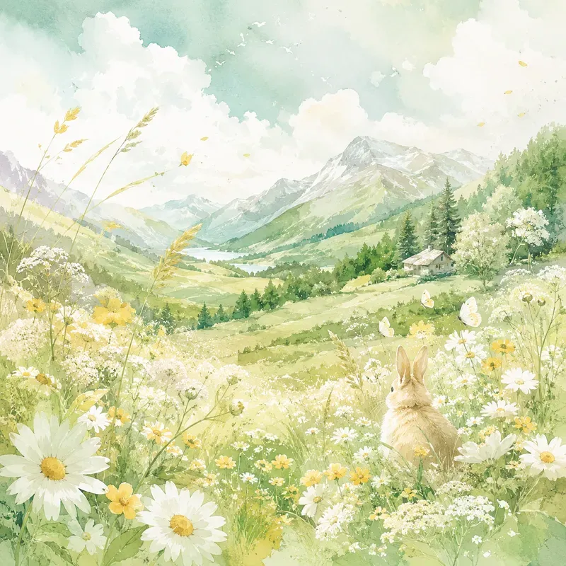 Botanical Breeze Watercolor Scenes