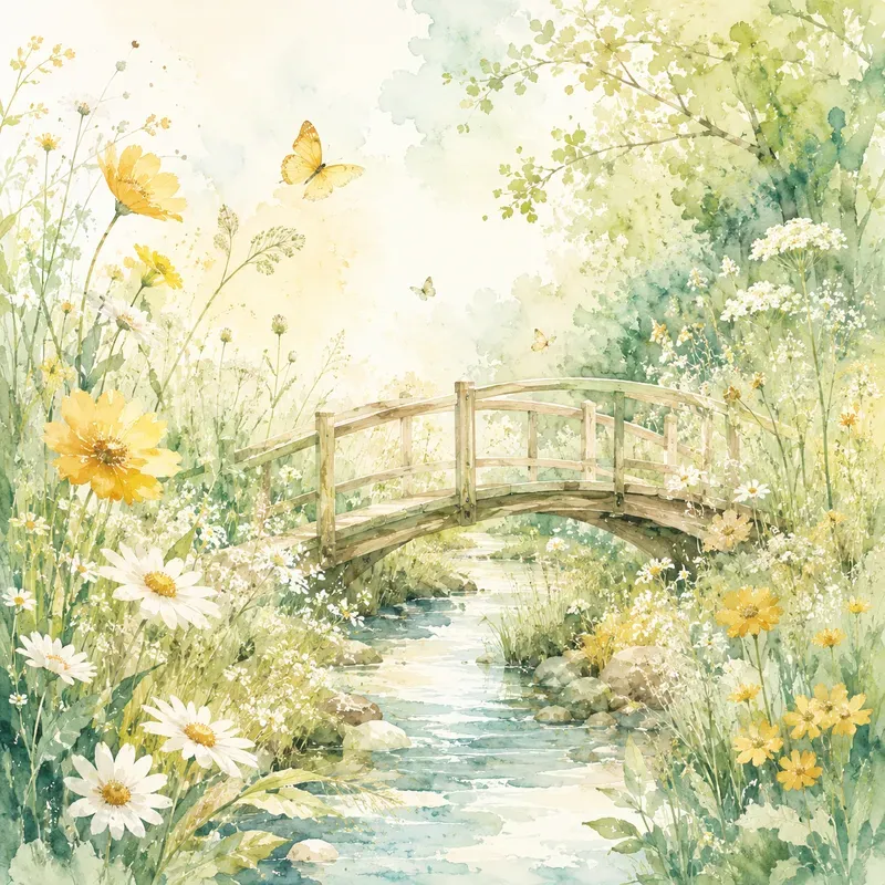 Botanical Breeze Watercolor Scenes