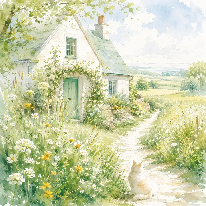 Botanical Breeze Watercolor Scenes