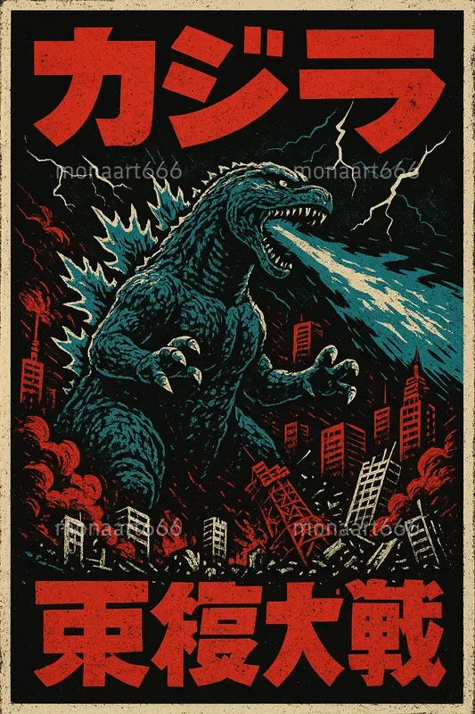 Retro Kaiju Rampage Posters