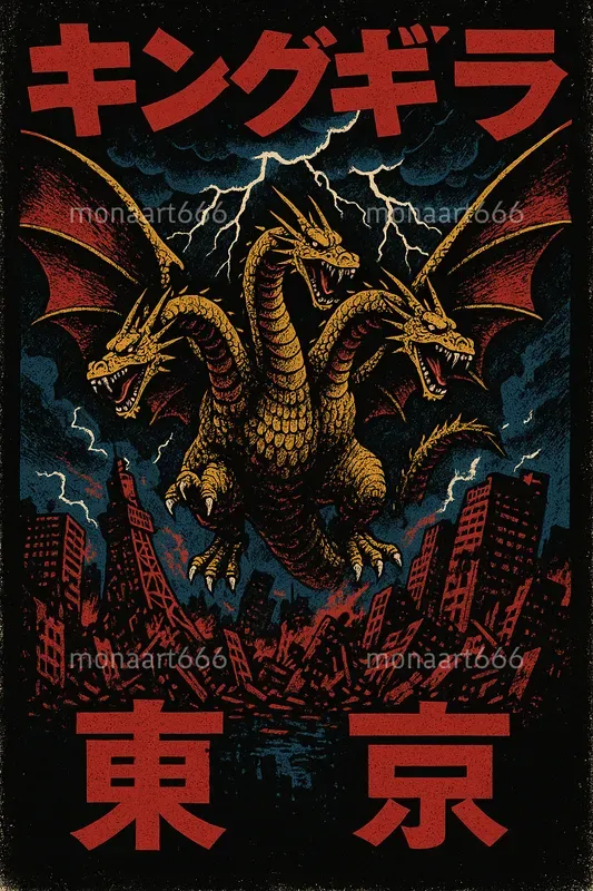 Retro Kaiju Rampage Posters