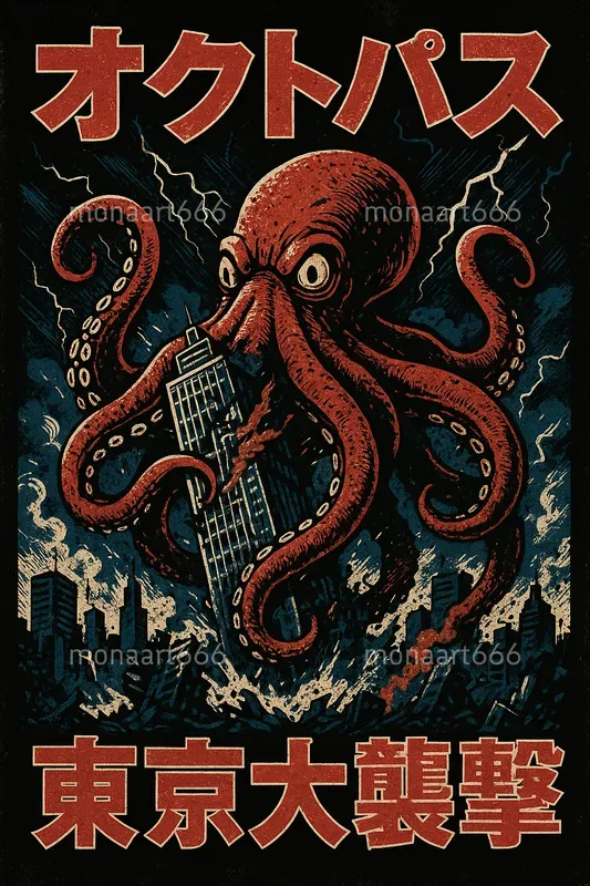 Retro Kaiju Rampage Posters