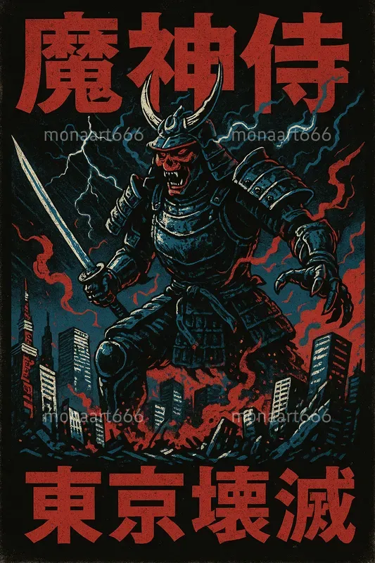 Retro Kaiju Rampage Posters