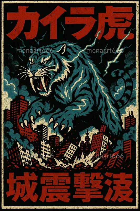 Retro Kaiju Rampage Posters