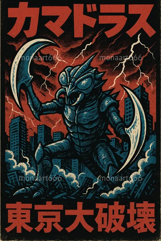Retro Kaiju Rampage Posters