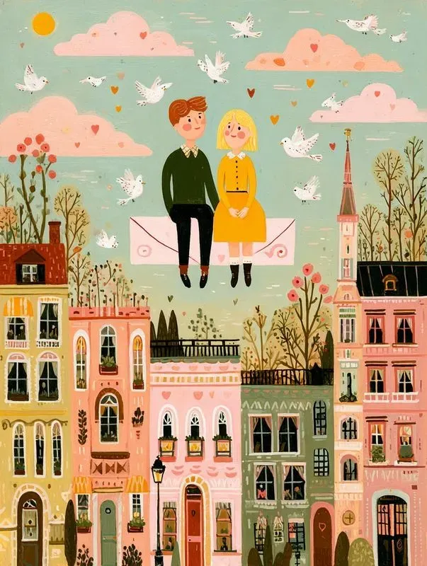 Whimsical Pastel Valentine Illustrations
