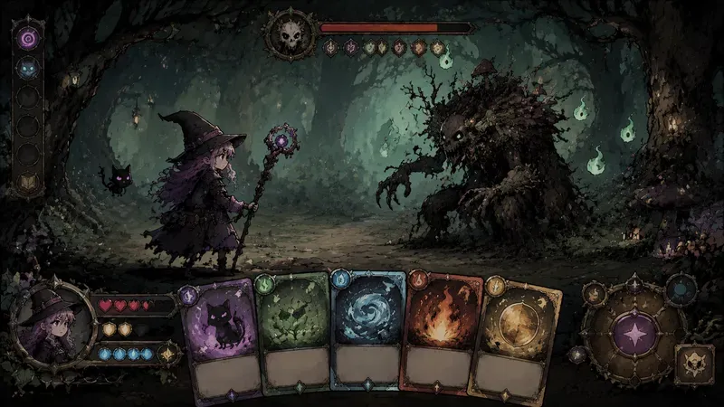 Roguelike Card Battle UI Mockups