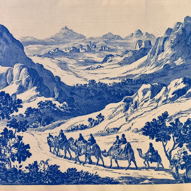 Vintage Blue Ink Engravings