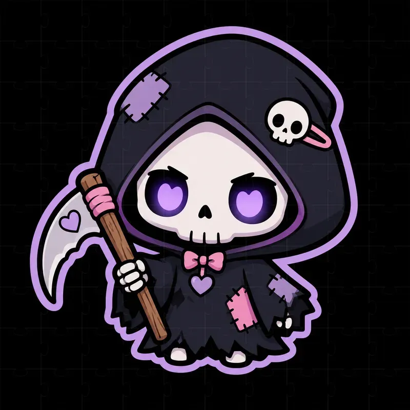 Kawaii Grim Reaper Sub Badges