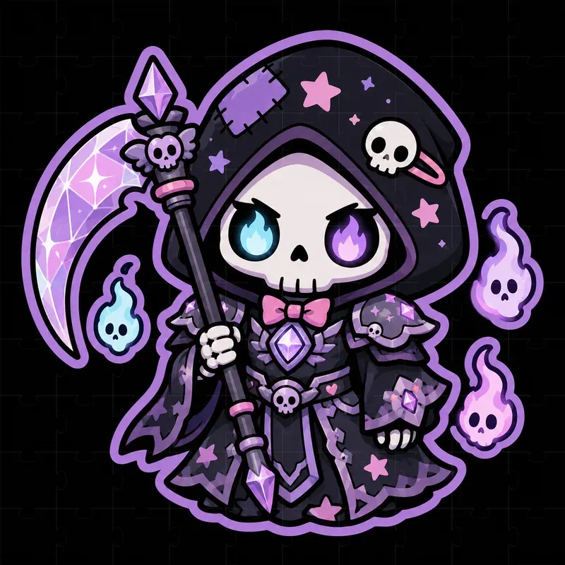 Kawaii Grim Reaper Sub Badges