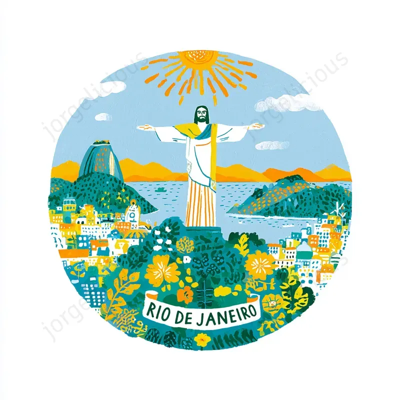 Cute Folk Art Landmark Stickers