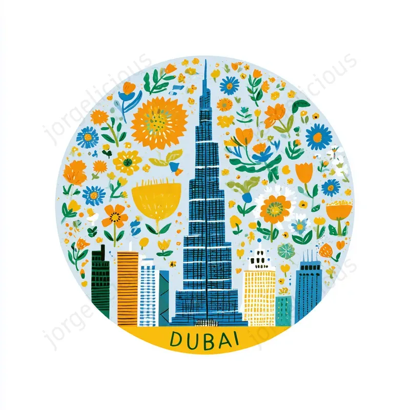 Cute Folk Art Landmark Stickers